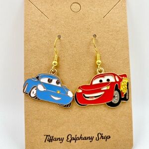 Pixar inspired Cars Earrings Lightning McQueen and Sally NWT
